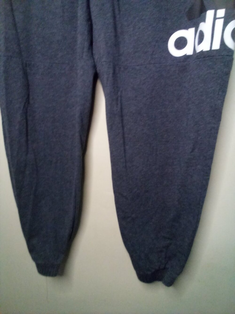 Adidas Jogger Pants Men XL Spellout Logo Elastic Gray - Picture 7 of 14